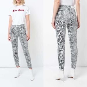 RE/DONE Jeans HR Ankle Crop Stretch Spotted Animal Cheetah Worn White 23 GUC